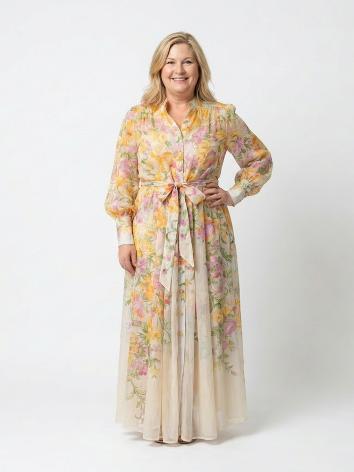 Cressida | Robe Maxi Longue à Manches Longues Florale Transparente